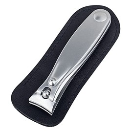 Erbe Manicure and Pedicure Toenail Clipper, German Stainless Steel, Handcrafted in Solingen Germany, Small, 8cm, Genuine Leather Case (Black)