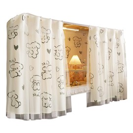 Beautiful Gauze Bunk Bed Curtains Drapes with Lace Privacy Bed Canopy for Bottom, 2 Panels