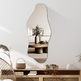 MICLEANCRO Irregular Wall Mirror, 19.6 * 47 Inch Asymmetrical Mirror Decor for Living Room Bedroom Bathroom Entryway