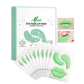10 Pairs Aloe Crystal Eye Mask and 10 Pcs Aloe Crystal Lip Mask,Hydrating Moisturizing Under Eye Patches Lip Pads,Reducing Fine Lines Dark Circle,Mother's Day Skincare Products Gift Kit for Women
