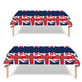 2Pcs VE Day 80th Table Cloth Party,137x274cm Plastic Tablecloths Celebration VE-Day 80th Tableware,Memorabilia Party Tablecloth Victory in Europe,VE 80 Years Tablecove for Celebrat Party Décor