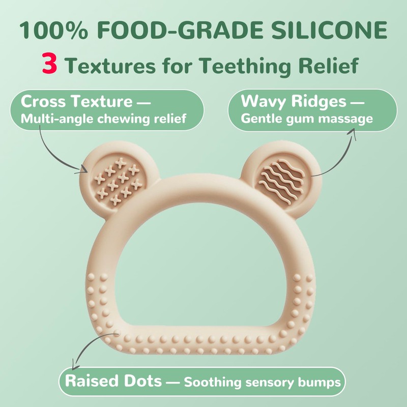 3-Pack Baby Teething Toys with Anti-Drop Clip, Infant Silicone Teether