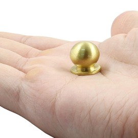 Jiozermi 4 Pack Mini Round Solid Brass Knobs, 5/9 Inch Diameter Brass Pulls, Gold Mini Drawer Pulls for Jewelry Box