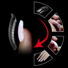 NMKL38 140PCS/Box Clear Dual Forms Acrylic Nail System UV Gel Nail Mold Full Cover Fasle Nail Tips with Scale 12 Size Manicure Pedicure Tools for Polygel Nail Tips