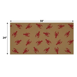 Beistle 24" x 50' New Orleans Theme Crawfish Print Kraft Paper Table Roll, Mardi Gras Party Supplies Tablecovers