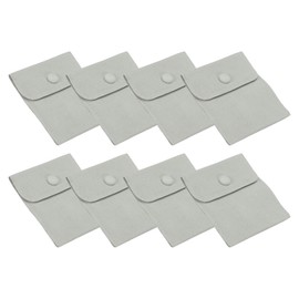 PATIKIL 3x4 Inch Jewelry Pouch, 8 Pcs Soft Velvet Pouches with Snap Button Portable Storage for Rings Necklace Bracelet Earring Watch, Grey