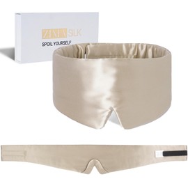 ZIMASILK 100% 22 Momme Mulberry Silk Sleep Mask, Full Coverage Eye Masks for Sleep, Softest & Breathable Eye Covers for Sleeping for Women Total Blackout (Taupe)