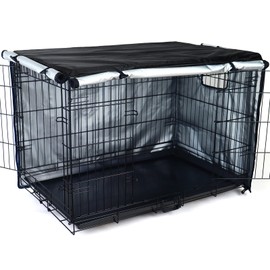 kefit Dog Crate Cover Double Door, Kennel Cover Waterproof Dog Cage Cover Fit for 48 inches Crate Black