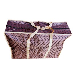 Reusable Heavy Duty Polypropylene Zipper Laundry and Storage Bags with Pattern Design, Brown Colour 24L x 40W x 60H cm (Medium)