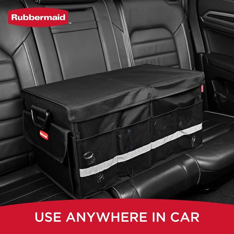 Rubbermaid Car Organizer, Collapsible Trunk Organizer, Multi-Compartment Car Storage Organization