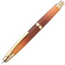 Jinhao 10 Series Press Fountain Pen Caramel Orange Gradient Retractable Extra Fine Nib with Ink Converter and Metal Pen Box Set (Golden Clip Version)