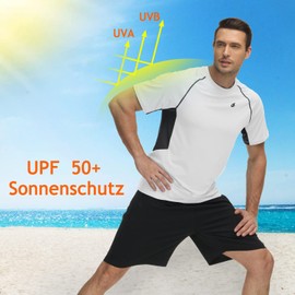 Huayuzh Men's UV Shirt Rash Guard T-Shirt Swimming Shirt Quick-Drying Lightweight Breathable Surfing Fishing Hiking Top, 7 white