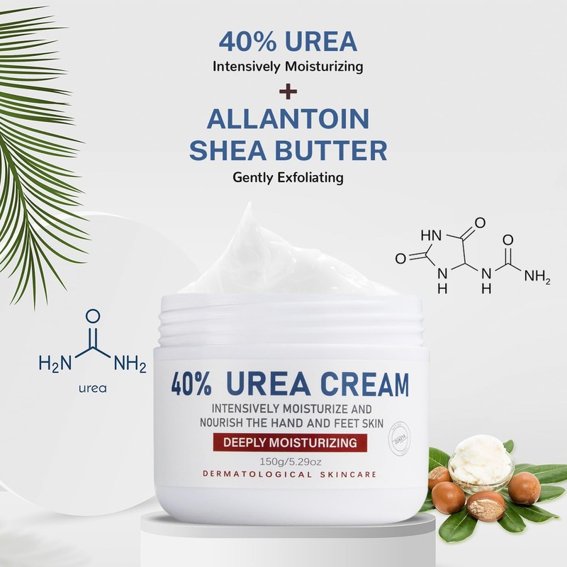 Urea Cream 40%, Keratolytic Foot Cream for Dry Cracked Heels,
