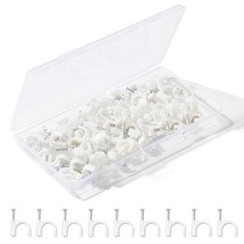 JCKHXG Cable Clips，Cable Wire Clips 120Pcs 10mm，Wire Wall Clips with Steel Nails，Cable Clips White，RG6 RG59 CAT5 CAT6 RJ45
