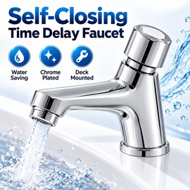 G1/2 BSPP Self-Closing Basin Faucet for 32–35mm Mounting Holes – Time Delay Water-Saving Tap for Public Bathrooms