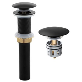 Yodel Faucet Matte Black Bathroom Sink Pop up Drain Stopper Without Overflow for Vessel Lavatory Vanity Sink, Included Built-in Anti-Clogging Strainer Basket Hair Catcher