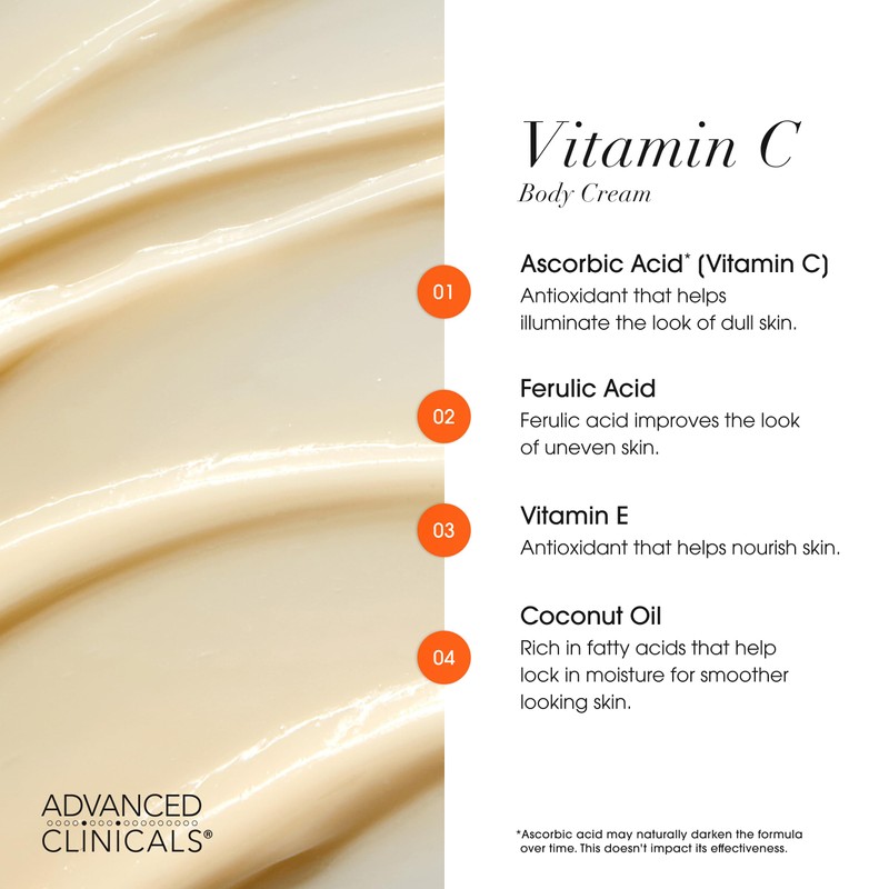 Advanced Clinicals Vitamin C Cream Visibly Brightening Body Lotion |