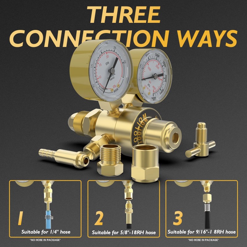 TOOLIOM Argon/CO2 Regulator 0-4000 PSI CGA580 for MIG/TIG Welding, Brass