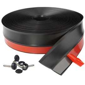 HOMWMPA Garage Door Seal Top and Sides, 34FT TPE Garage Door Seal with Adhesive-Backed, Weatherproofing Garage Door Seals with Nails and Lids in Black