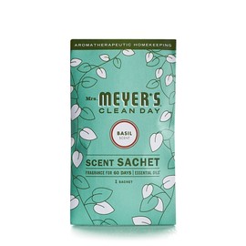 MRS. MEYER'S CLEAN DAY Air Freshener Sachets, Fragrance for your Locker, Car, Closet, and Gym Bag, Basil, Pack of 3