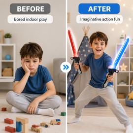 Double-Blade Retractable Light-Up Sword Toy – Extendable Plastic Role-Play Prop for Costumes, Parties & Imaginative Play