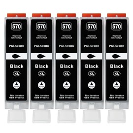 5 XL Printer Cartridges Compatible with PGI-570 BK Black for Canon PIXMA MG5750 MG5751 MG5752 MG5753 MG6850 MG6853 MG7750 MG7753 TS5050 TS5053 TS5055 TS6050 TS6050 6052 TS8050 TS8053 TS9050 TS9055