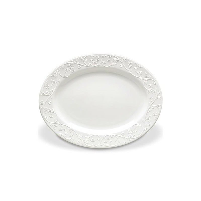 Lenox Opal Innocence Carved Large Oval Platter -,White