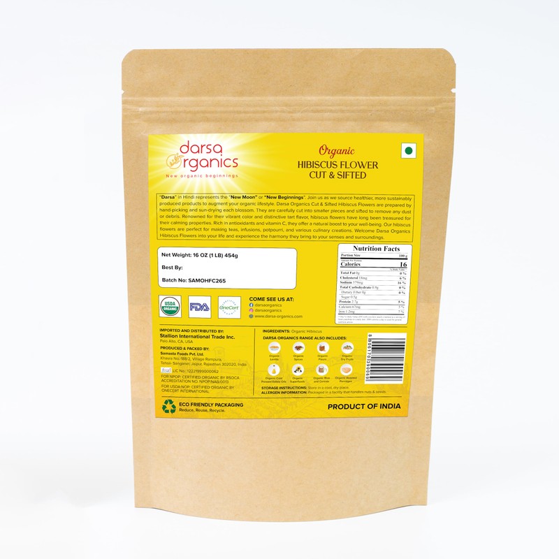 Darsa Organics Hibiscus Flowers Cut & Sifted from India 1