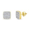 Mens Ladies 14K Gold Over Silver Lab Diamond Earrings Screw