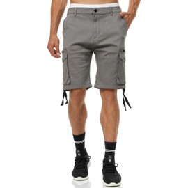 Indicode Men's Agron Cargo Shorts with 6 Pockets, 98% Cotton, Shorts Men, Grey (pewter)