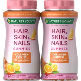 Nature's Bounty Biotin and Collagen, Citrus-Flavored Gummies, 80 Ct (2 Pack)
