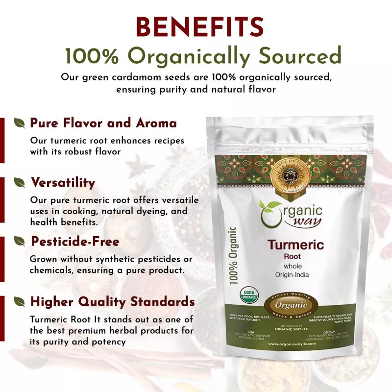 Organic Way Turmeric Root whole - 16 oz