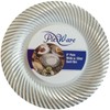 Plexware White Plastic Plates With Silver Swirl Rim 9 Inch-