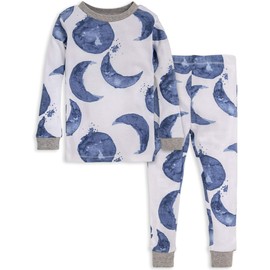 Burt's Bees - Conjunto de Pijamas Unisex para bebé, Playera y pantalón, 2 Piezas, 100% algodón orgánico, Indigo Hello Moon, 24 Meses