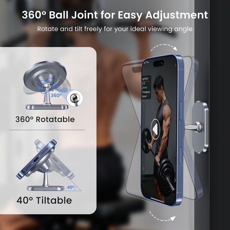Itramax Magnetic Phone Holder for Gym,360° Dual-Sided N52 Magnet Mount