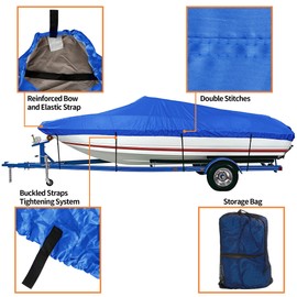 iCOVER Trailerable Boat Cover- 20'-23' Waterproof Heavy Duty Marine Grade Polyester, Fits V-Hull,Fish&Ski,Pro-Style,Fishing Boat,Runabout,Bass Boat, up to 20ft-23ft Long X 100" Wide