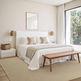 NICETOWN 8'x10' Rugs for Living Room Faux Jute Area Rug Non-Slip Washable Thin Modern Rugs for Bedroom Large Farmhouse Floor Accent Carpet for Dining Room Kitchen Entryway, Natural