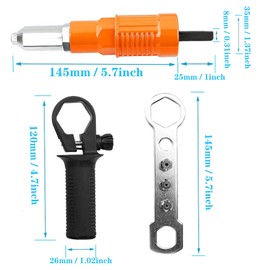 Yuentoen Rivet Pliers, Blind Rivet Adapter, 6 Pieces Rivet Attachment for Cordless Screwdrivers and Drills, Electric Rivet Pliers Adapter, Blind Rivet Attachment for 2.4-4.8 mm Blind Rivets