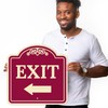 Exit with Left Arrow Décor Sign, Burgundy Dark, 18x18 Inches,