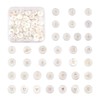 Craftdady 92pcs Freshwater Shell Alphabet Pendants Flat Round White Shell