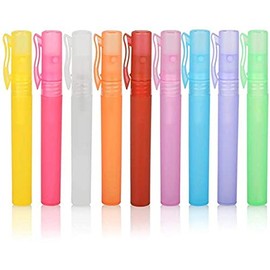 10ml Pen Clip Fine Mist,10 Pcs Plastic Frosted Atomizer Vials Empty Portable Refillable Pump Spray Bottle Perfume hand Sample Tube Travel Makeup Container (Purple)