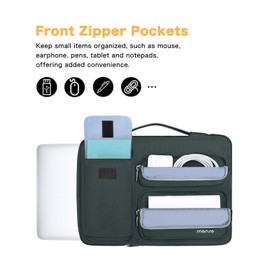 MOSISO 360 Protective Laptop Sleeve Compatible with MacBook Air/Pro, 13-13.3 inch Notebook, Compatible with MacBook Pro 14 inch M3 M2 M1, Side Open Bag with 2 Raised&1 Flapover Pockets, Emerald Green