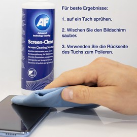 AF SCS250 Bildschirmreinigungsspray Reinigung von Bildschirmen, Sprühflasche alkoholfreies Smartphones Tablets Laptops Touchscreen Smartwatch TV 4K