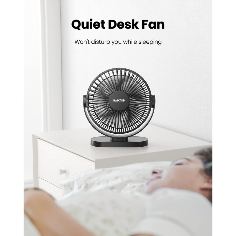 Gaiatop USB Desk Fan, 3 Speeds Powerful Portable Fan, 5.5