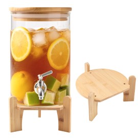 Wooden Drink Dispenser Stand, Beverage Dispenser Stand and Water Jug Holder, Drink Stand for Families, Parties and Catering Events, Fit Max 9 Inch Glass Water Pitcher Water Filter Bottle