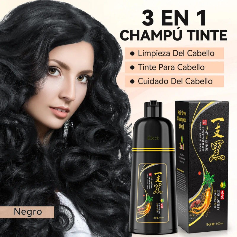 🔥 Shampoo tinte instantáneo cubre canas natural jengibre 500ml Vitaminas