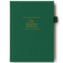 JXSELECT Elegant Reading Journal - 60 Book Reviews Logbook with Pen Holder & Back Pocket - Track Your Reading Progress - Ideal Gift for Book Lovers & Avid Readers (Earth Green)