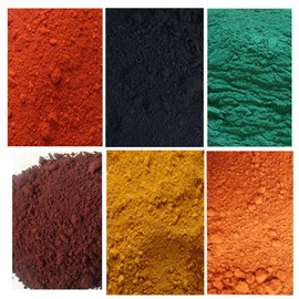 6 Pack 150g Mixed Colors Powdered Color for Concrete, Cement, Mortar, Grout - Black, Yellow, Red, Green, Orange and Brown Iron Oxide Colorant