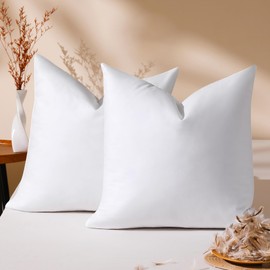 DOWNSTORIA 26x26 Euro Pillow Inserts Pack of 2, Natural Feather Down Pillows with 100% Cotton Cover,Throw Pillow for Bed, Couch and Sofa.