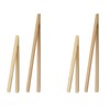 HIC Kitchen Toast Tong Set, Natural Bamboo, 4-Piece Set, Includes